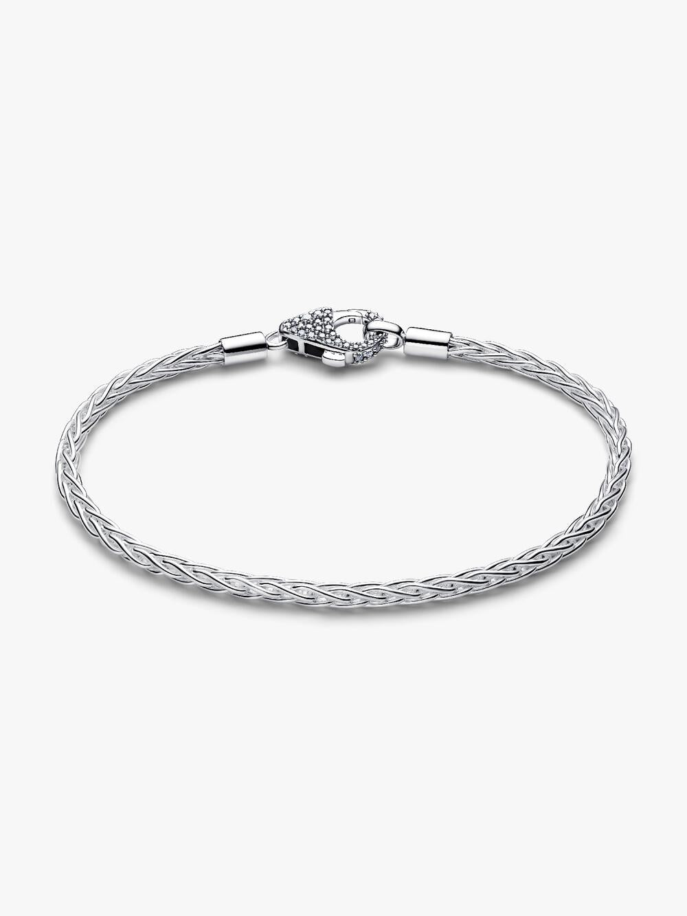 Pavé Clasp Foxtail Chain Charm Bracelet